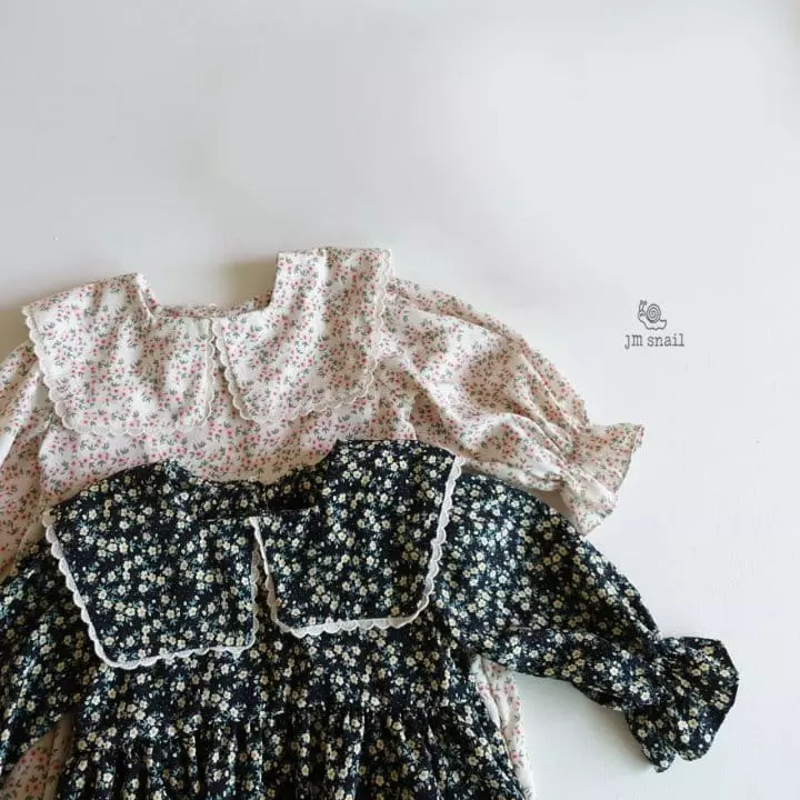 JM Snail - Korean Children Fashion - #fashionkids - Merry Small Flower Collar One-piece - 9
