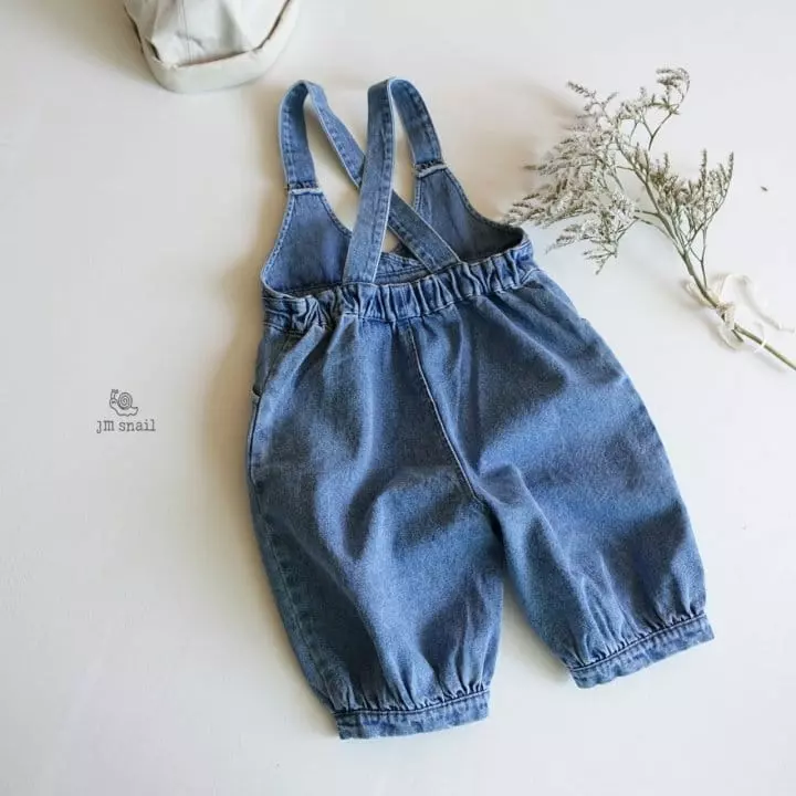 JM Snail - Korean Children Fashion - #kidsshorts - Denim Dungarees Pants - 2