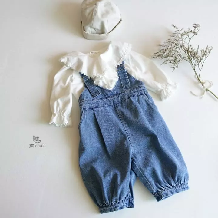 JM Snail - Korean Children Fashion - #kidsstore - Denim Dungarees Pants - 3