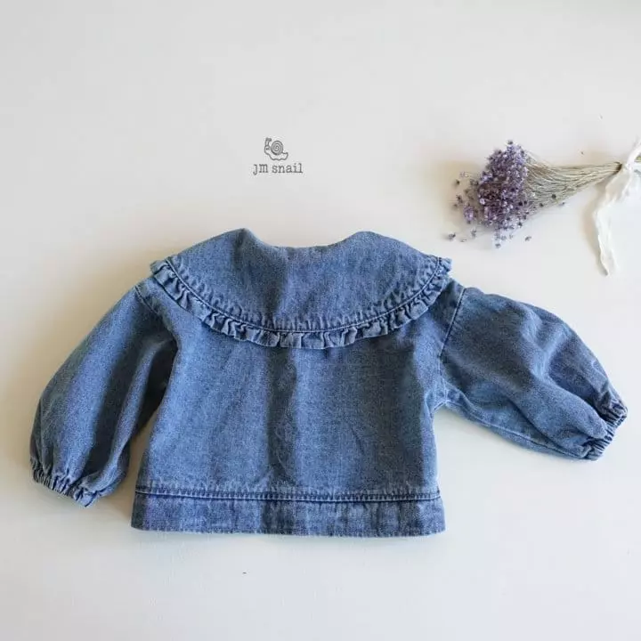 JM Snail - Korean Children Fashion - #kidzfashiontrend - Collar Frill Denim Jacket