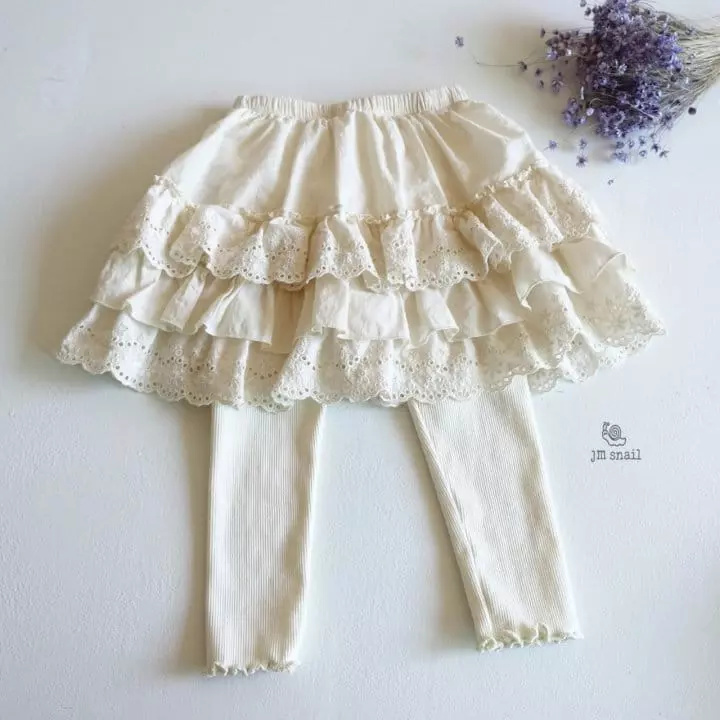 JM Snail - Korean Children Fashion - #littlefashionista - Lace Inner Skirt Leggings
