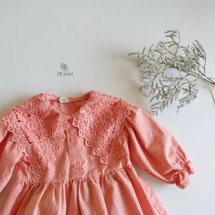 JM Snail - Korean Children Fashion - #stylishchildhood - Lace Collar One-piece - 6