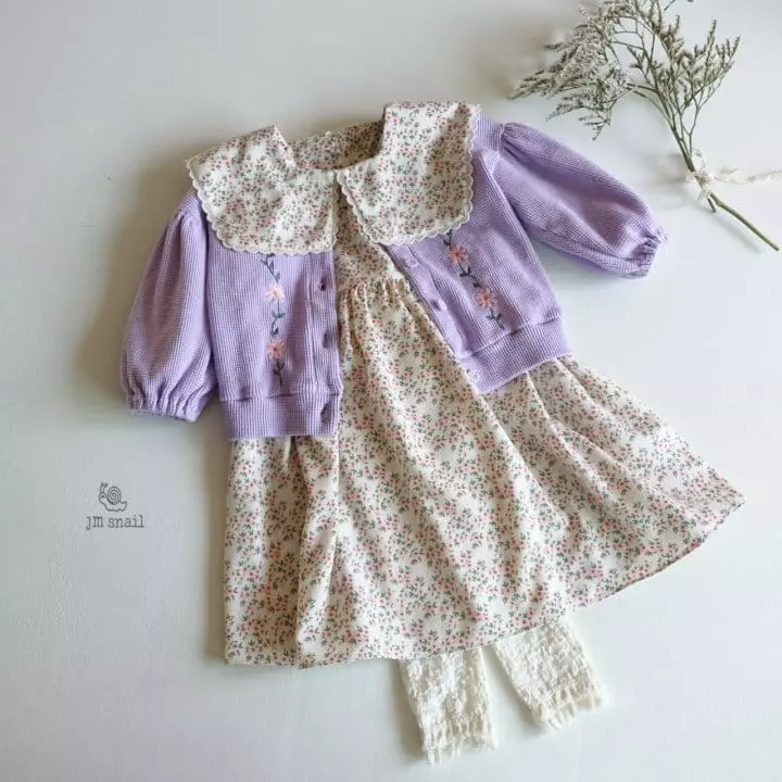 JM Snail - Korean Children Fashion - #toddlerclothing - Merry Small Flower Collar One-piece - 4