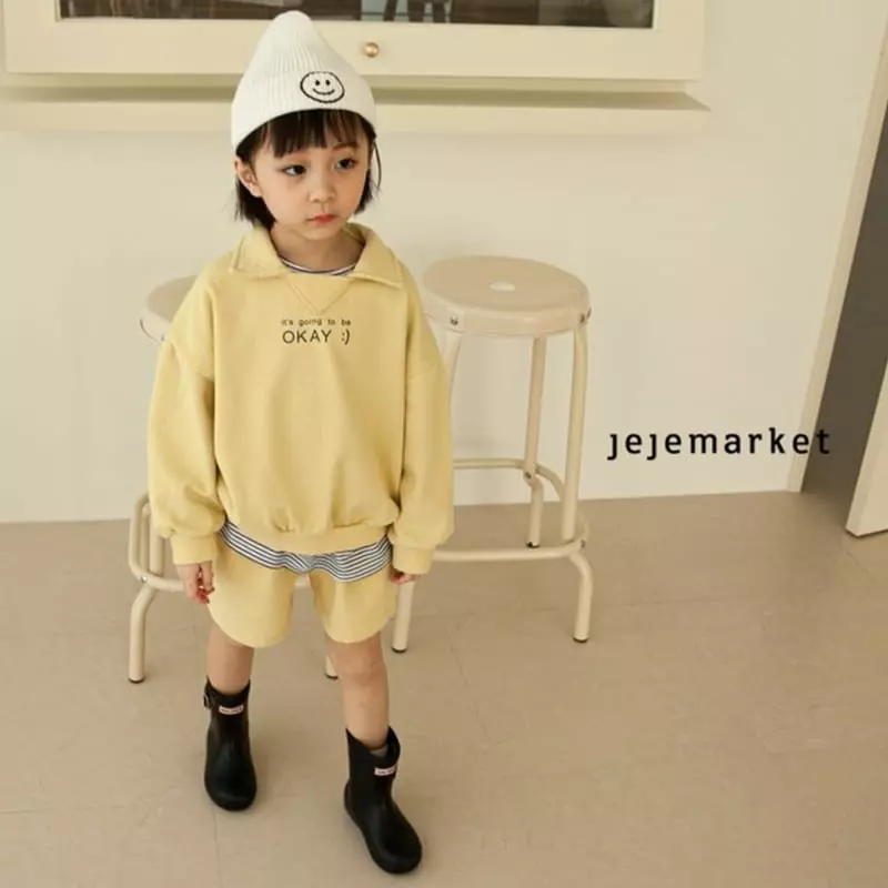 Jeje Market - Korean Children Fashion - #kidsshorts - Collar Top Bottom Set - 2