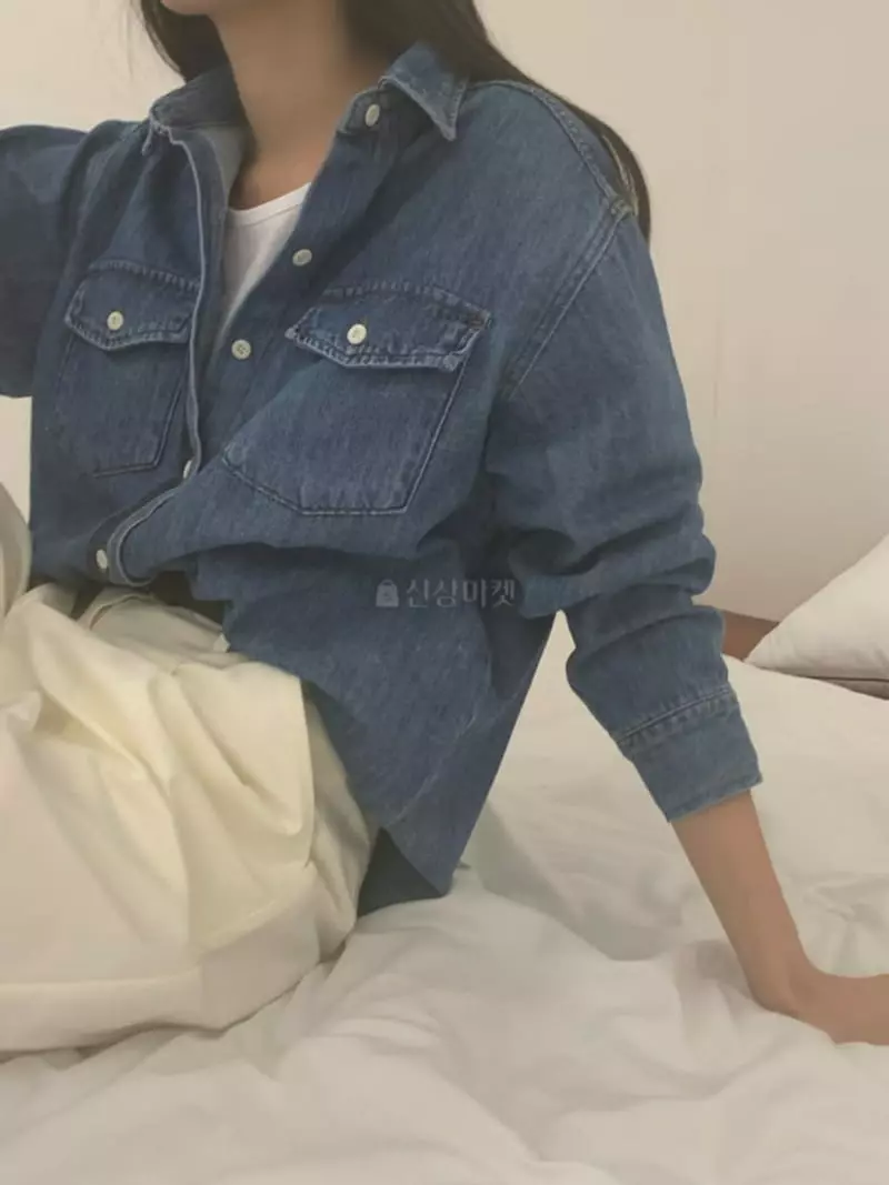 Jinsim - Korean Women Fashion - #womensfashion - Gangs Denim Shirt - 4