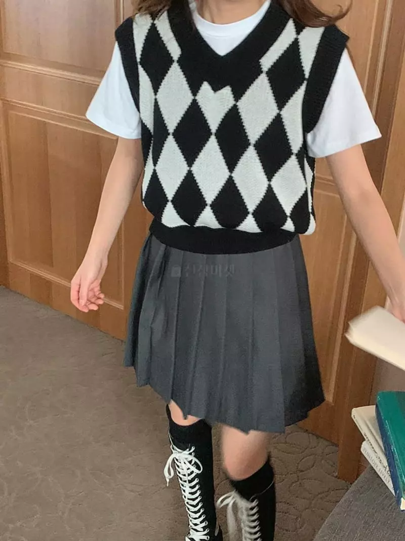 Jkichi - Korean Women Fashion - #momslook - Dia Knit Vest - 3