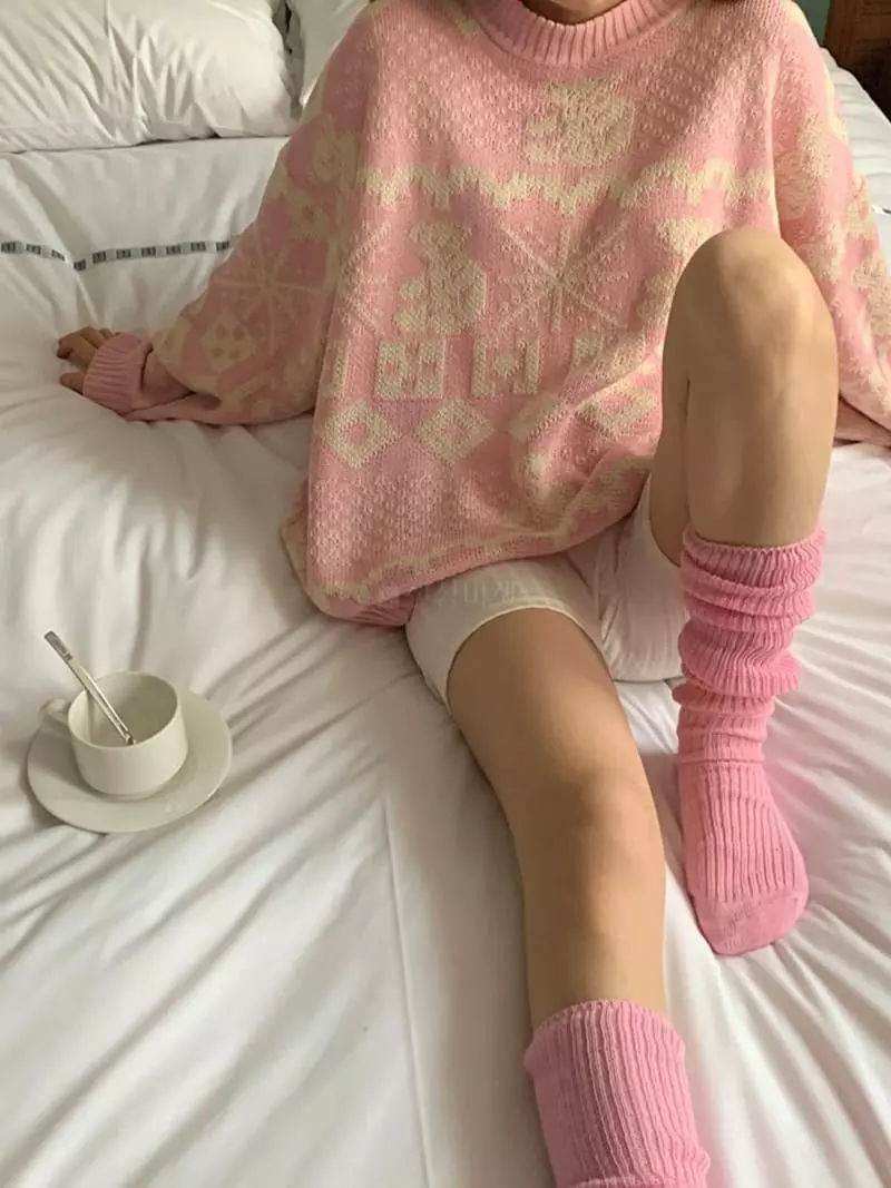 Jkichi - Korean Women Fashion - #vintageinspired - Teddy Bear Knit Tee - 3