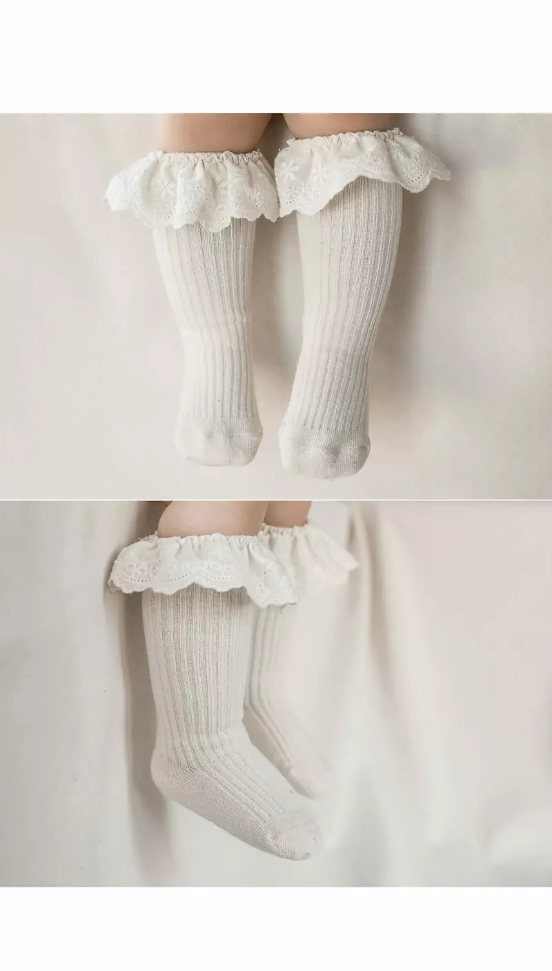 Kids Clara - Korean Children Fashion - #childofig - Latty Lace Baby Knee Socks [set of 5] - 3