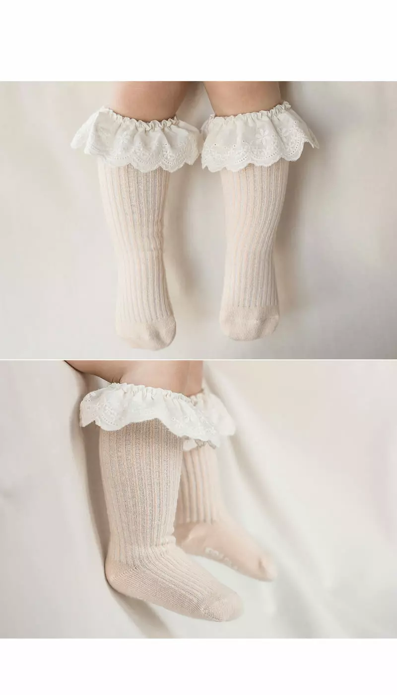 Kids Clara - Korean Children Fashion - #discoveringself - Latty Lace Baby Knee Socks [set of 5] - 6