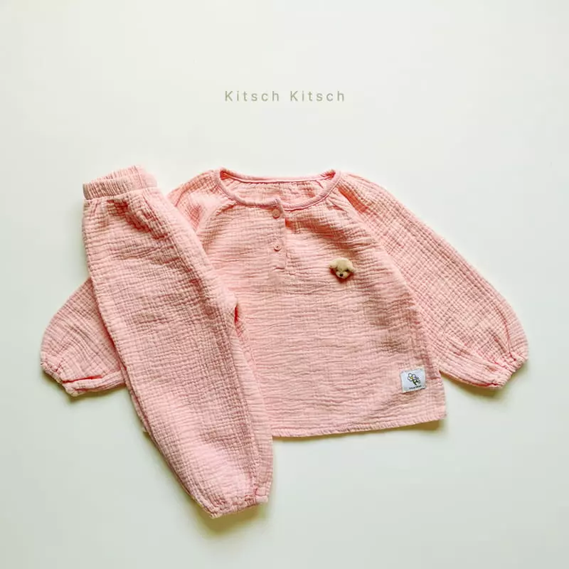 Kitsch Kitsch - Korean Children Fashion - #Kfashion4kids - Pastel Spring Bear Top Bottom Set
