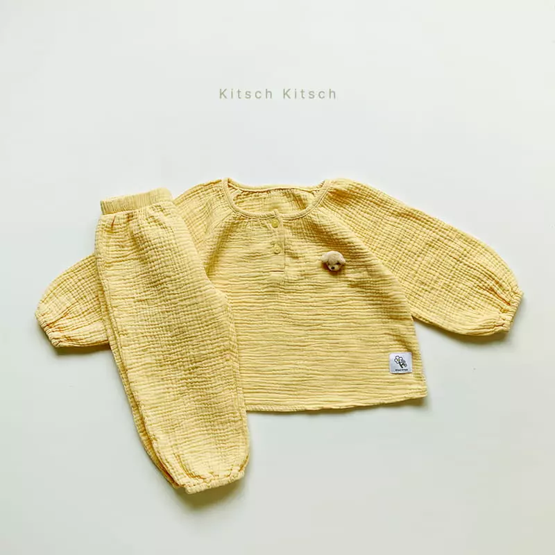 Kitsch Kitsch - Korean Children Fashion - #littlefashionista - Pastel Spring Bear Top Bottom Set - 2