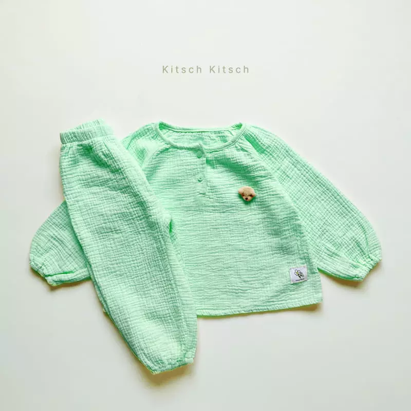 Kitsch Kitsch - Korean Children Fashion - #magicofchildhood - Pastel Spring Bear Top Bottom Set - 3