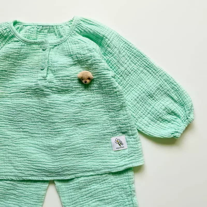 Kitsch Kitsch - Korean Children Fashion - #todddlerfashion - Pastel Spring Bear Top Bottom Set - 6
