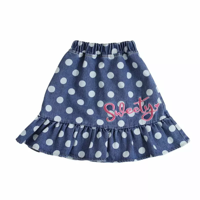 Kokoyarn - Korean Children Fashion - #kidsshorts - Denim Dot Skirt - 12