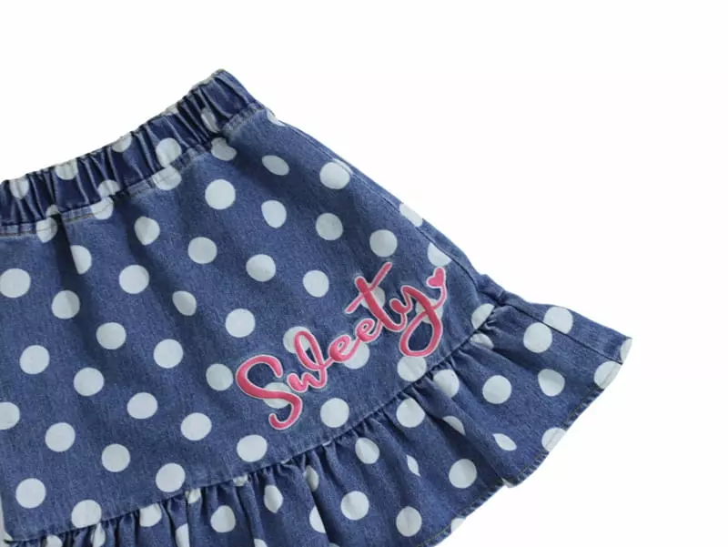 Kokoyarn - Korean Children Fashion - #minifashionista - Denim Dot Skirt - 2