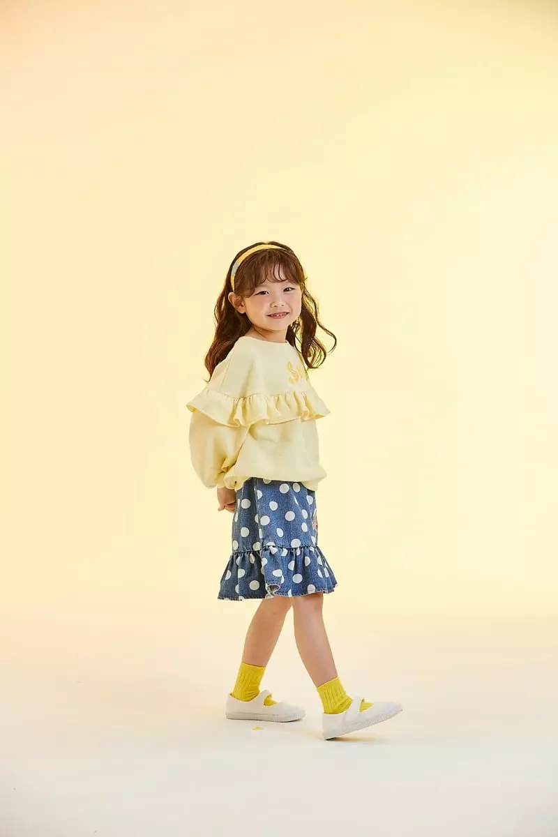 Kokoyarn - Korean Children Fashion - #prettylittlegirls - Denim Dot Skirt - 4