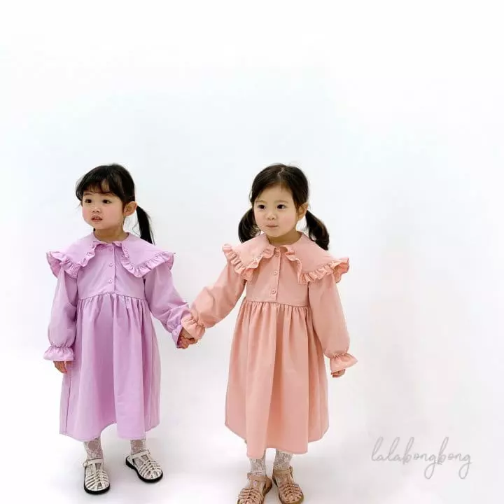 Lalabongbong - Korean Children Fashion - #childofig - Barbie Collar One-piece - 3