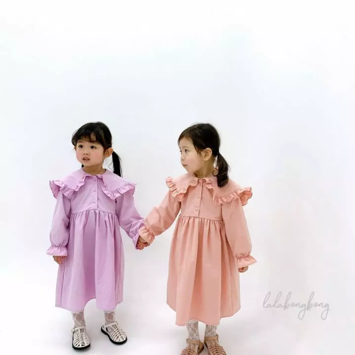 Lalabongbong - Korean Children Fashion - #childofig - Barbie Collar One-piece - 4