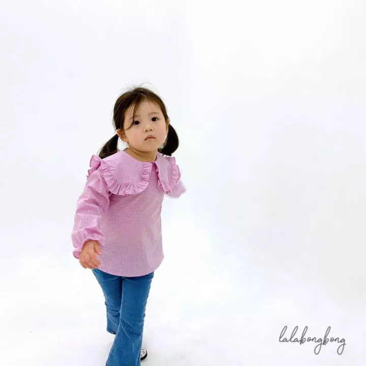 Lalabongbong - Korean Children Fashion - #kidsshorts - Check Girl Blouse