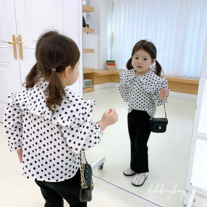 Lalabongbong - Korean Children Fashion - #littlefashionista - Dot Collar Blouse - 4