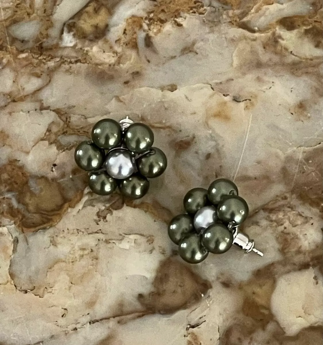 Lartrow - Korean Women Fashion - #momslook - Pearl Flower Earrings - 4