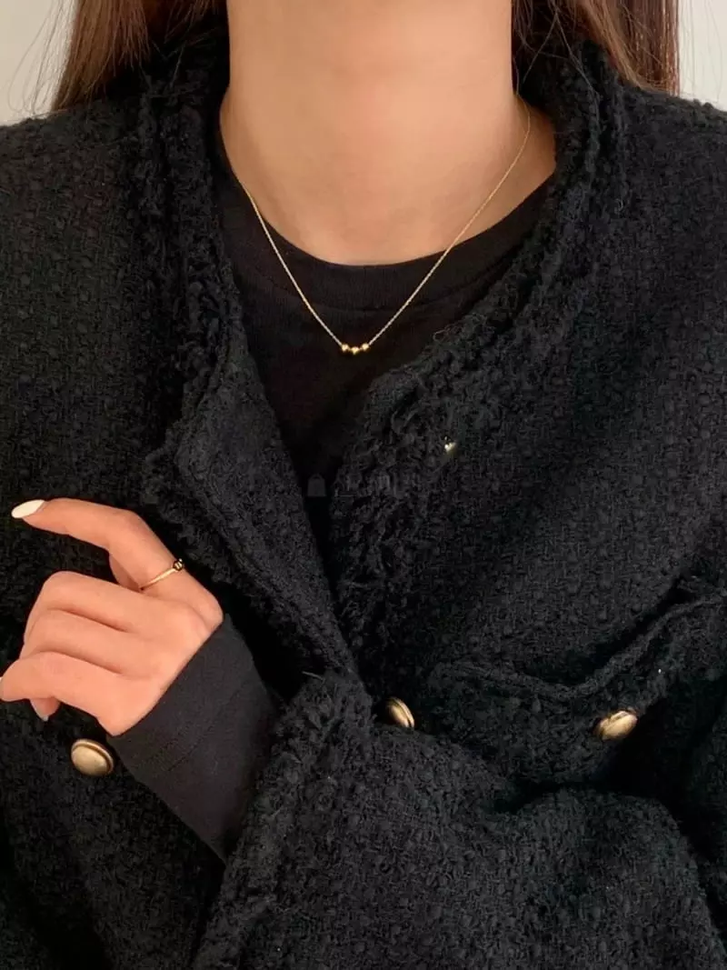 Lemei - Korean Women Fashion - #womensfashion - Silver 925 Three Ball Necklace - 4