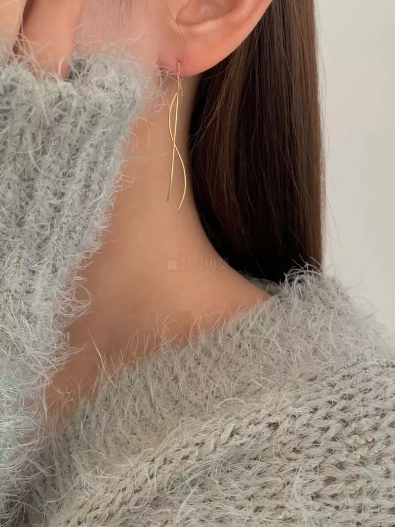 Lemei - Korean Women Fashion - #momslook - Silver 925 Two Drop Earrings - 2