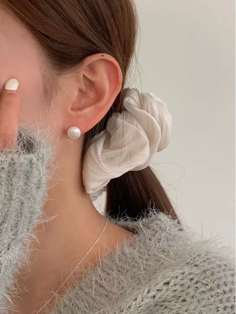 Lemei - Korean Women Fashion - #momslook - Silver 925 10mm Pearl Earrings