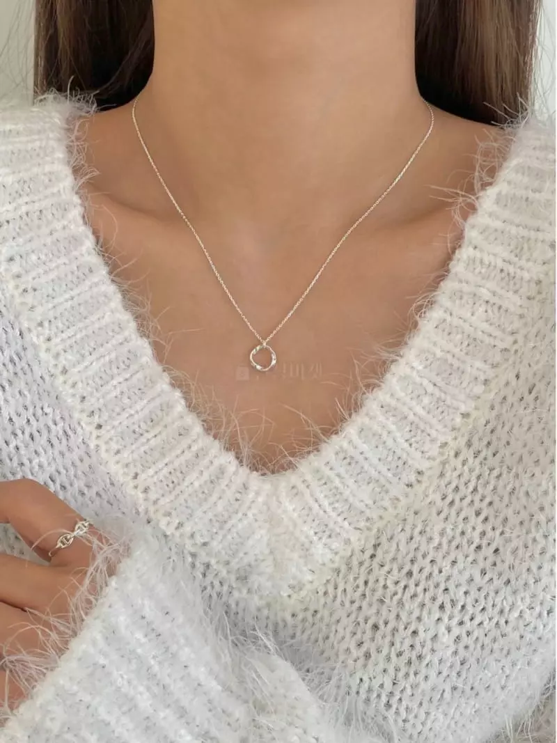 Lemei - Korean Women Fashion - #momslook - Silver 925 Wave Necklace - 2