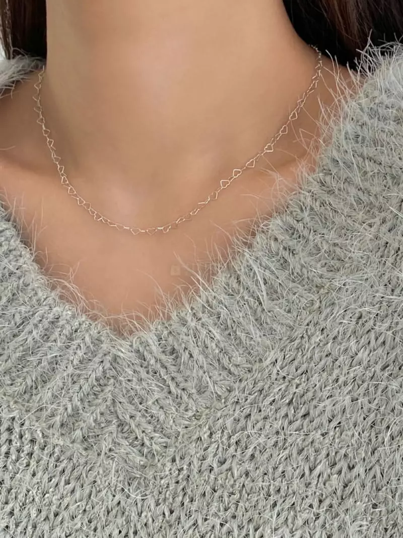 Lemei - Korean Women Fashion - #momslook - Silver 925 Heart Chain Necklace - 3