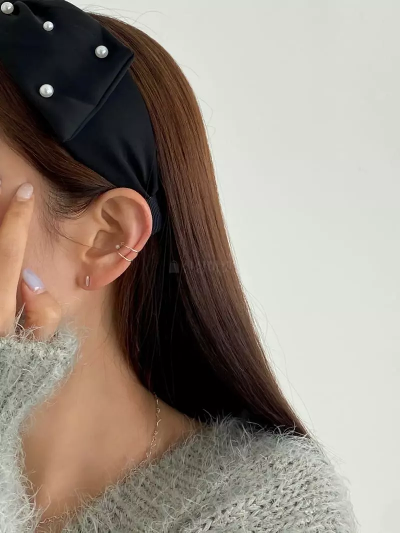 Lemei - Korean Women Fashion - #womensfashion - Handmade Pearl Ribbon Hair Band - 4