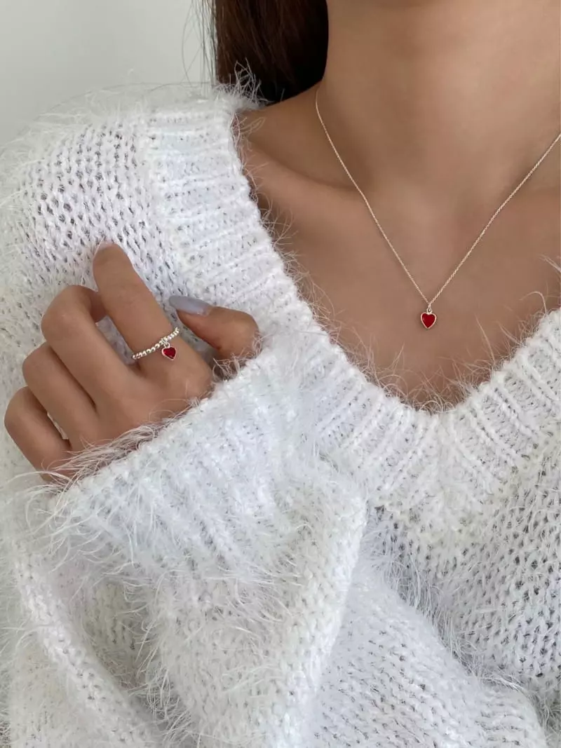 Lemei - Korean Women Fashion - #momslook - Silver 925 Color Heart Necklace - 2