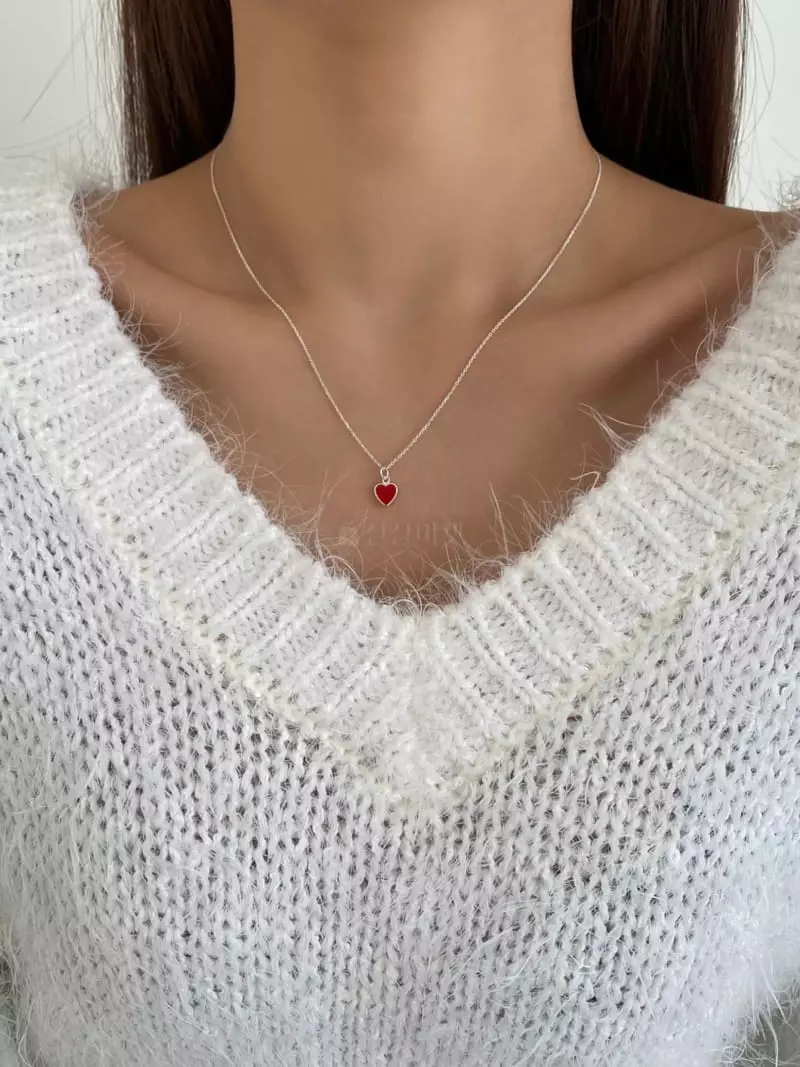 Lemei - Korean Women Fashion - #womensfashion - Silver 925 Color Heart Necklace - 4