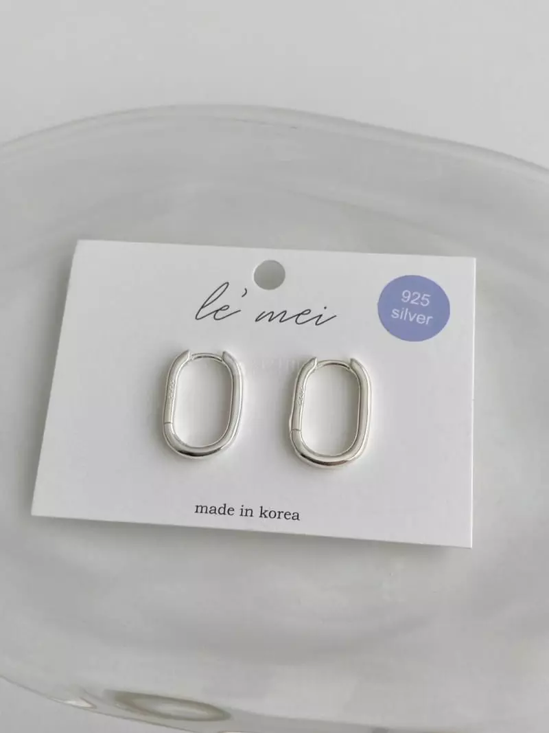 Lemei - Korean Women Fashion - #momslook - Silver 925 Square Ring Earrings