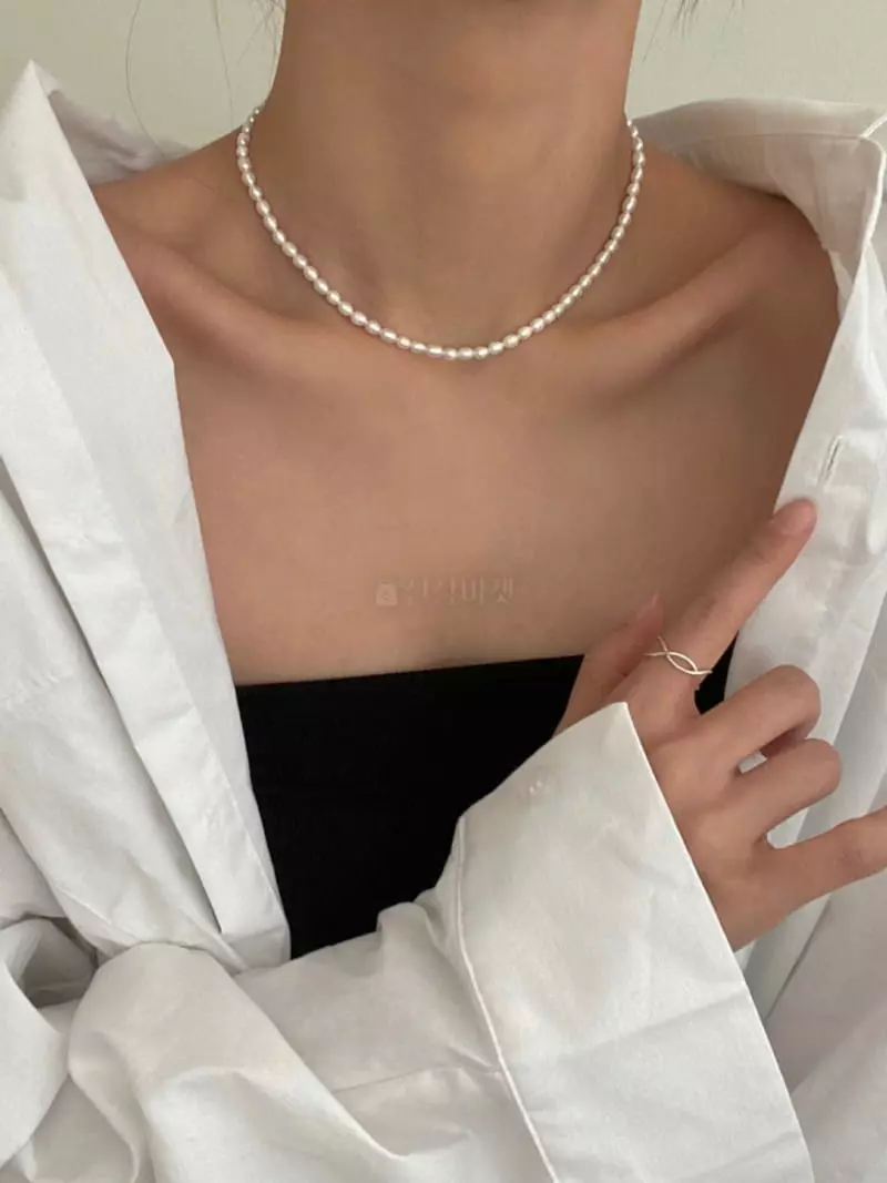 Lemei - Korean Women Fashion - #momslook - Silver 925 Fresh Pearl Necklace