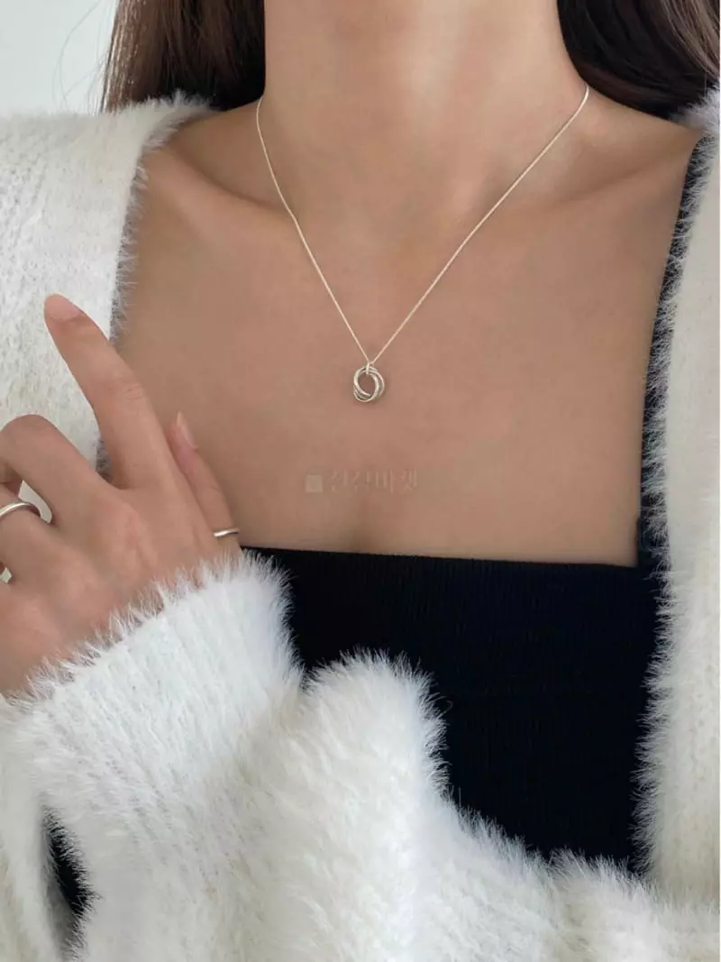 Lemei - Korean Women Fashion - #womensfashion - Silver 925 Three Ring Necklace - 4