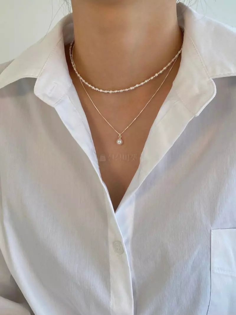 Lemei - Korean Women Fashion - #momslook - Silver 925 Drop Pearl Necklace