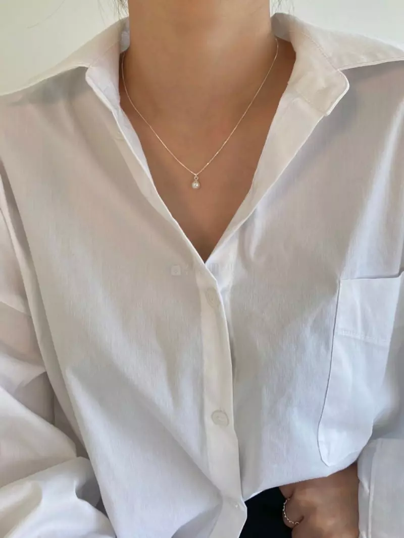 Lemei - Korean Women Fashion - #momslook - Silver 925 Drop Pearl Necklace - 3