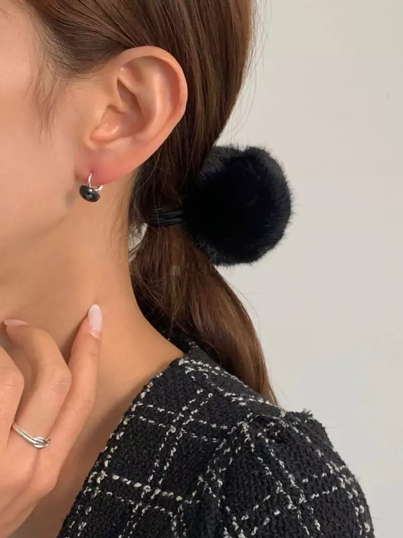Lemei - Korean Women Fashion - #momslook - Silver 925 3 Color Marble One Touch Earrings