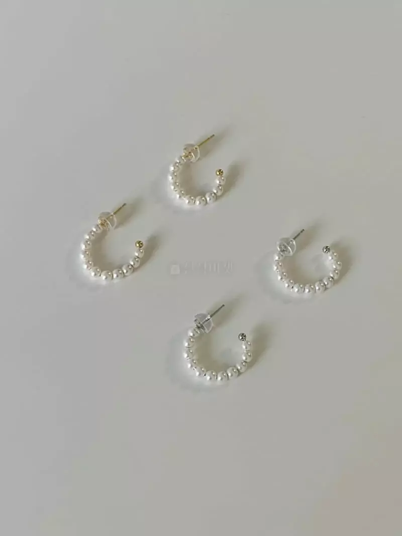 Lemei - Korean Women Fashion - #momslook - Silver 925 Pearl Ball Earrings - 2