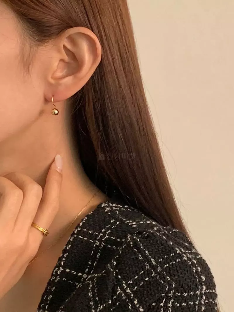 Lemei - Korean Women Fashion - #momslook - Silver 925 Drop Ball Earrings - 2