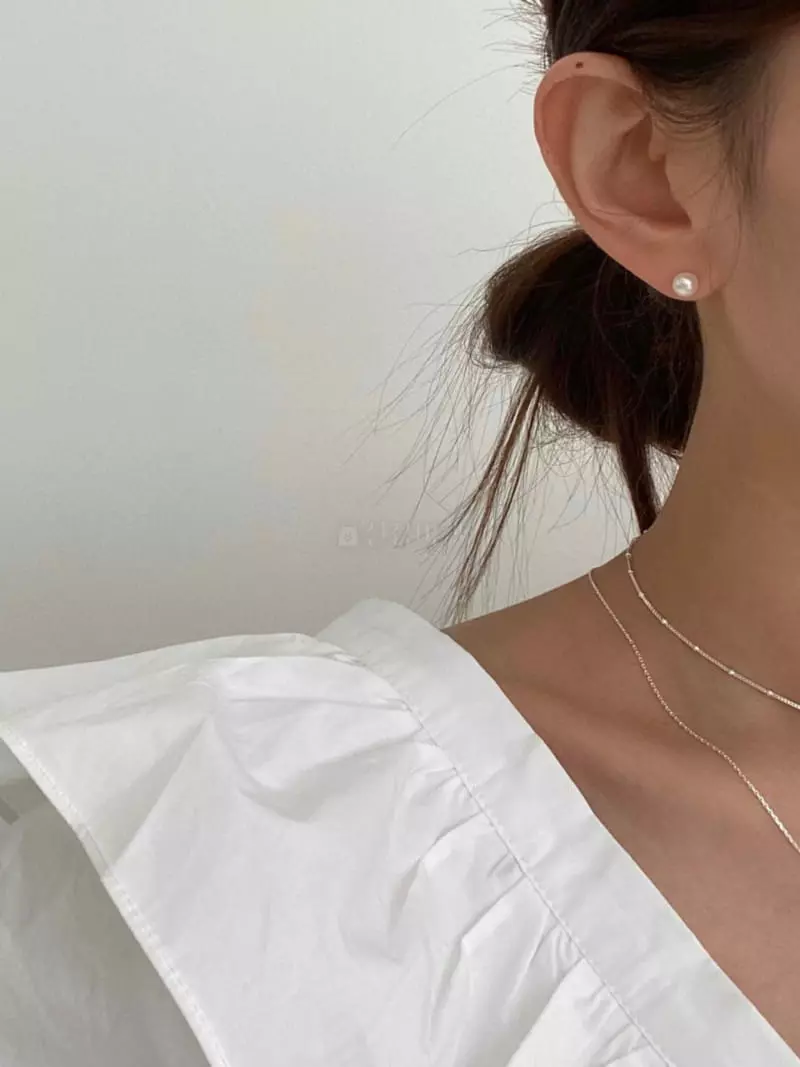 Lemei - Korean Women Fashion - #pursuepretty - Silver 925 6mm Pearl Earrings - 4