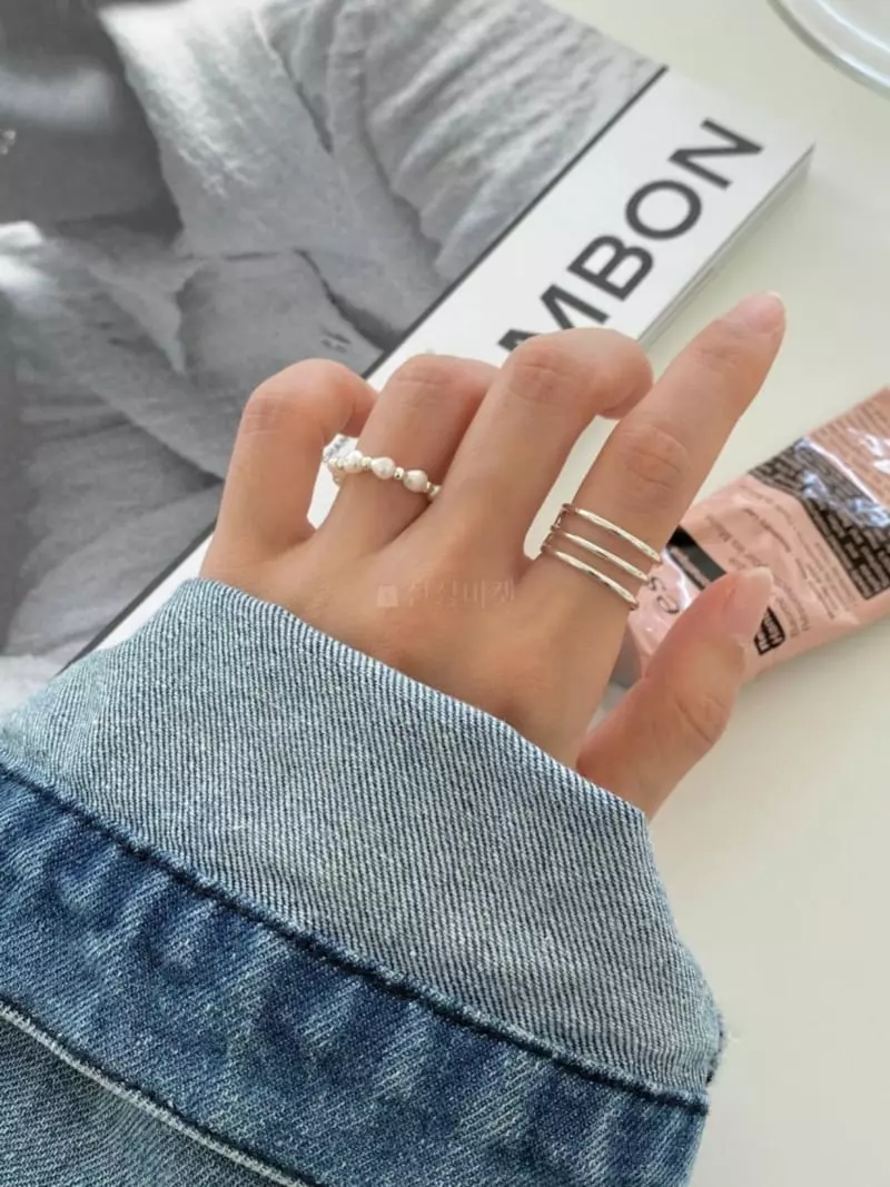 Lemei - Korean Women Fashion - #restrostyle - Silver 925 Three Lines Open Ring - 3