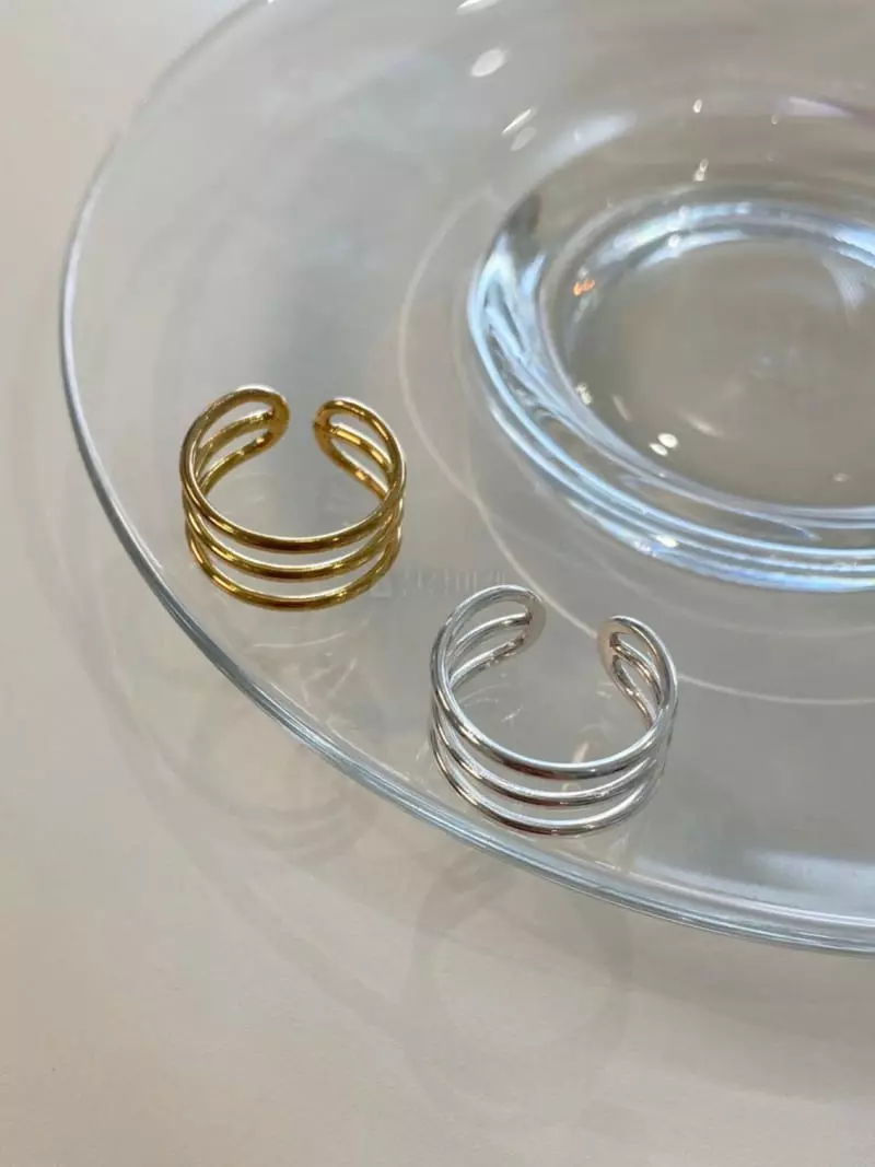Lemei - Korean Women Fashion - #restrostyle - Silver 925 Three Lines Open Ring - 4