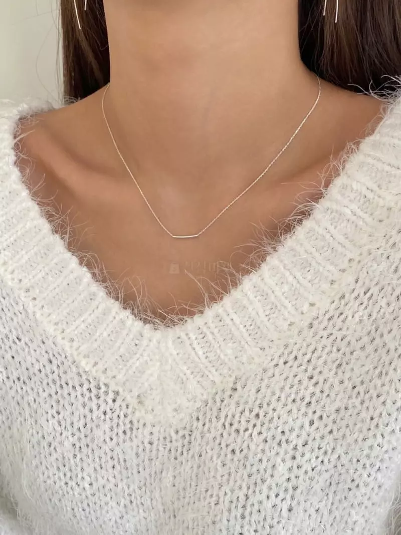 Lemei - Korean Women Fashion - #thatsdarling - Silver 925 Mini Bar Necklace