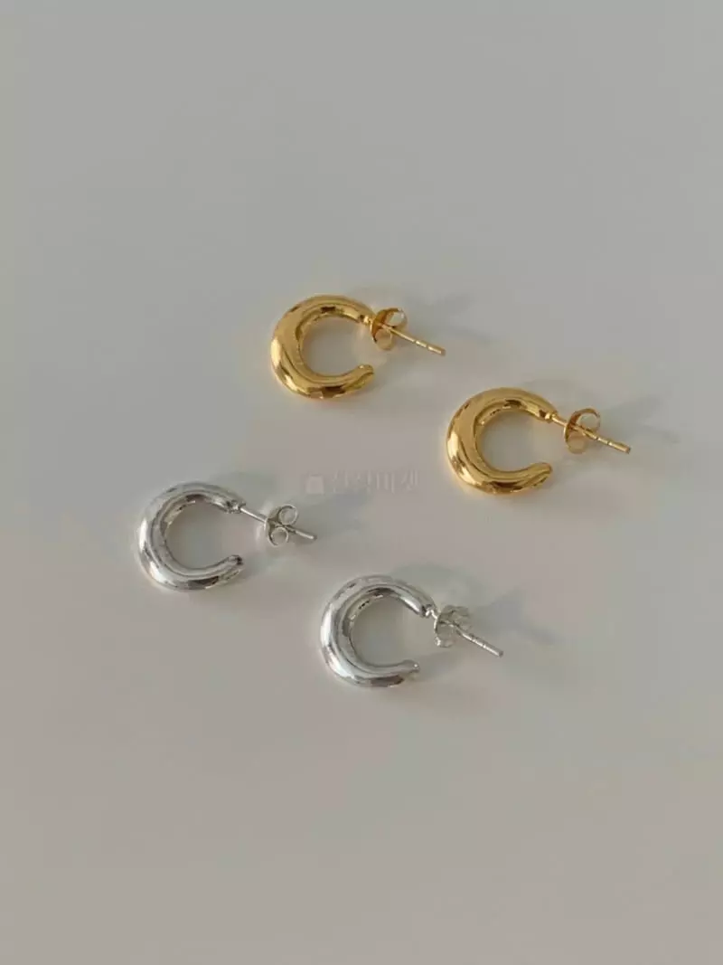 Lemei - Korean Women Fashion - #thatsdarling - Silver 925 Bold Ring Earrings - 4