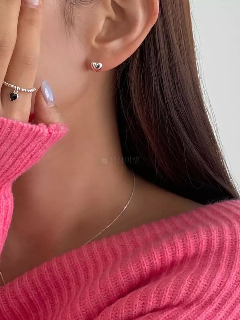 Lemei - Korean Women Fashion - #thelittlethings - Silver 925 Heart Earrings