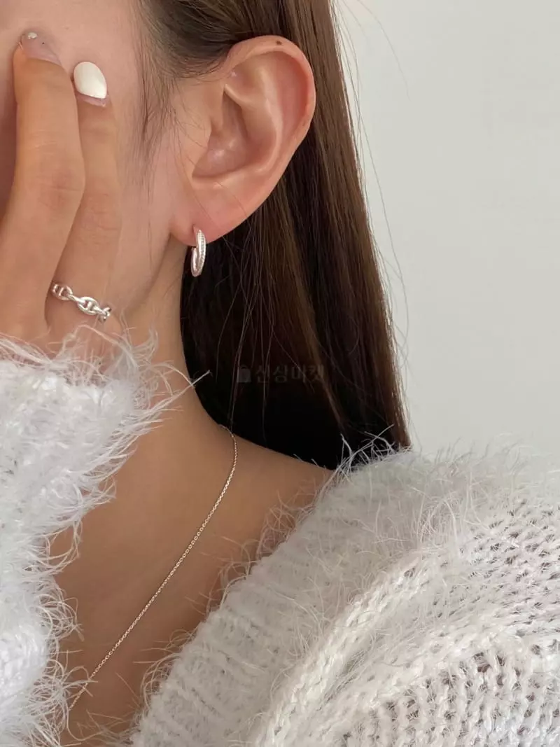 Lemei - Korean Women Fashion - #thatsdarling - Silver 925 Combination Earrings - 4