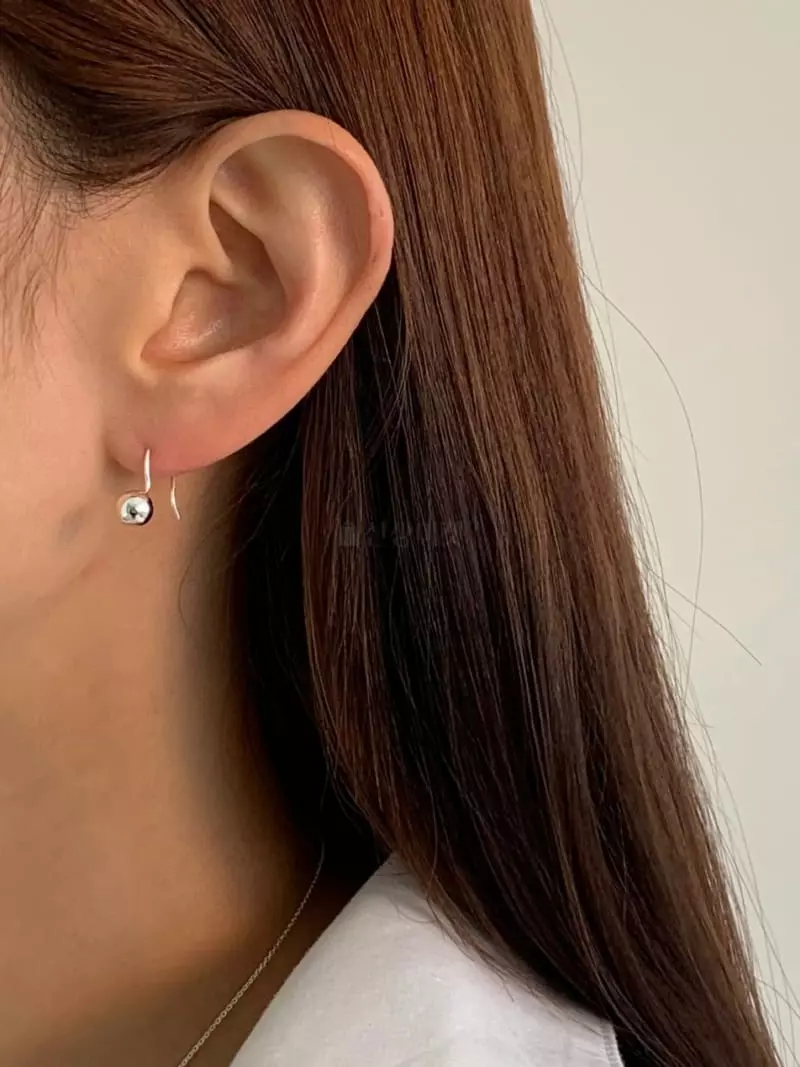 Lemei - Korean Women Fashion - #womensfashion - Silver 925 Drop Ball Earrings - 4