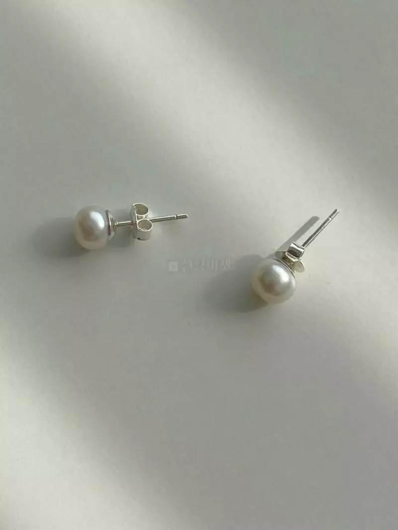 Lemei - Korean Women Fashion - #vintagekidsstyle - Silver 925 6mm Pearl Earrings - 2